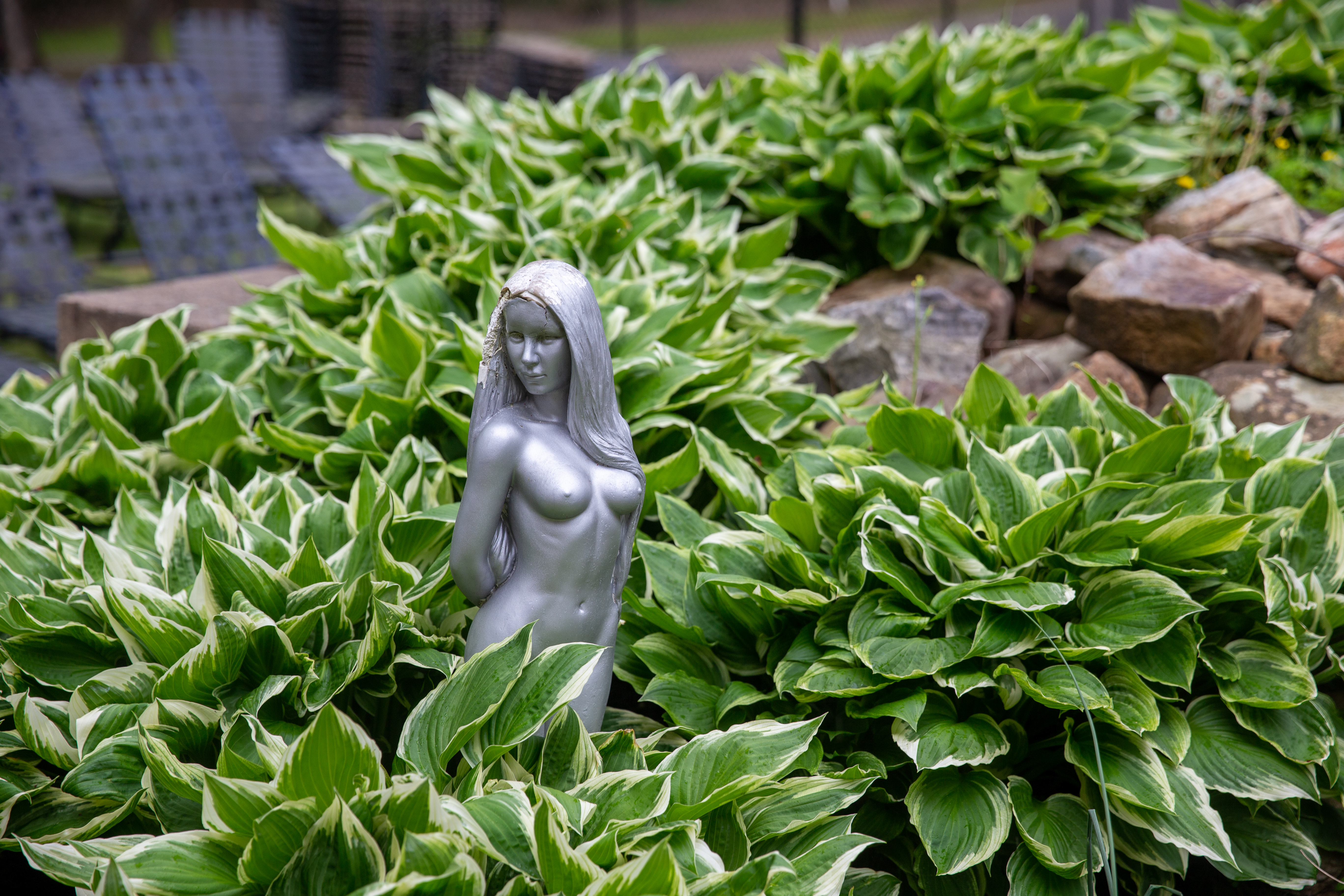Lady of the Falls sculpture in the gardens